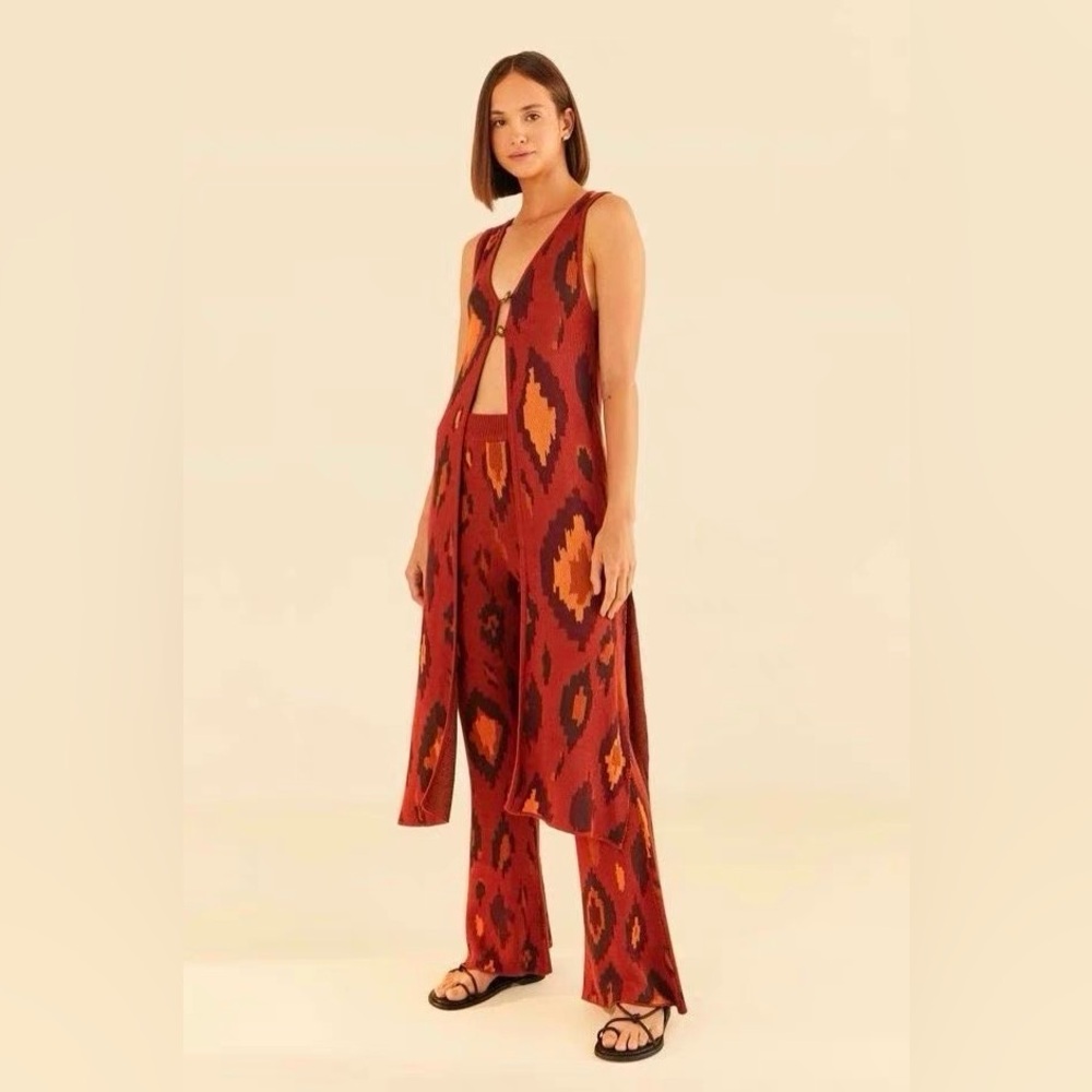NWT Farm Rio Long Cardigan Vest in Jacquard L